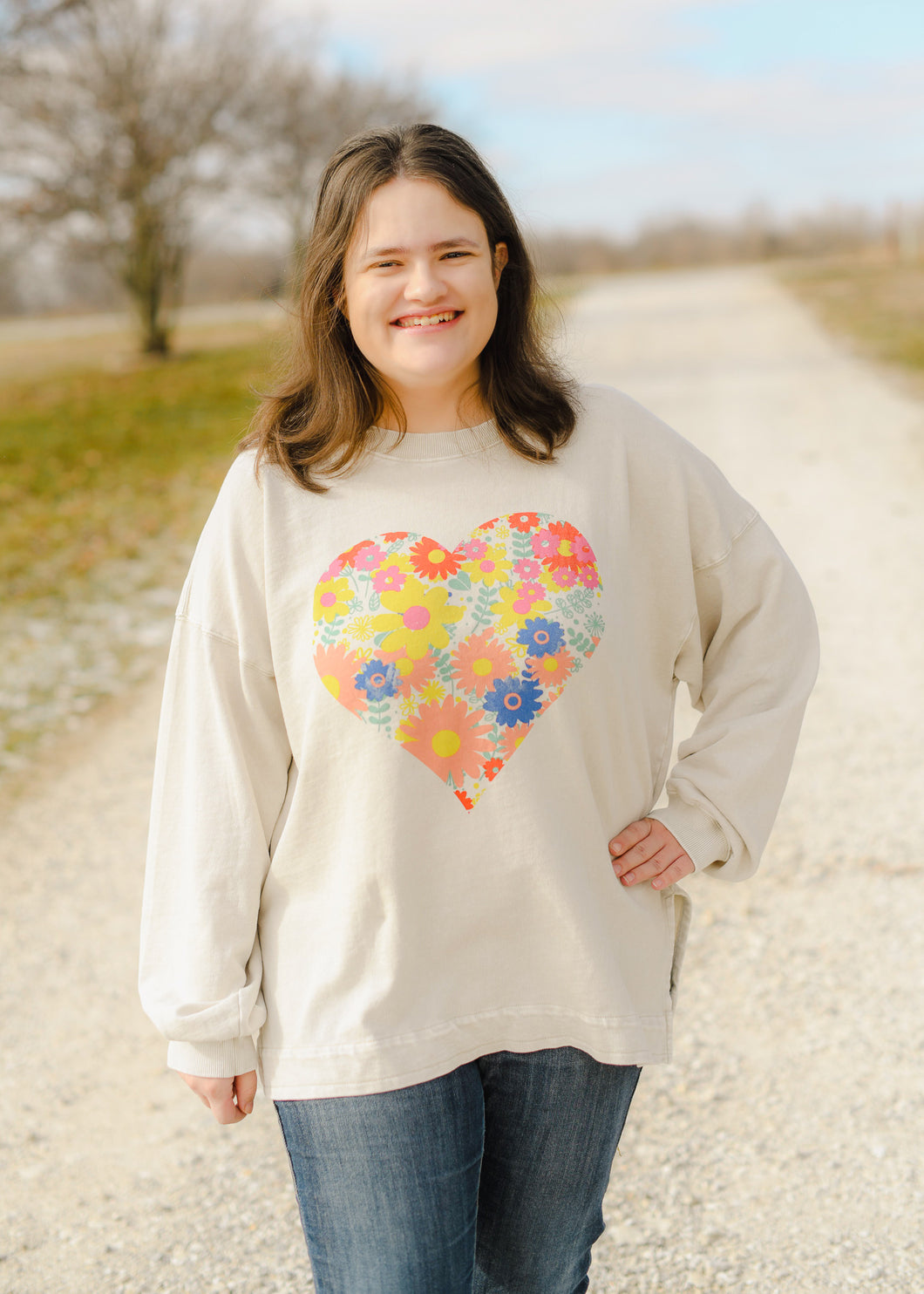 Floral Heart Pullover