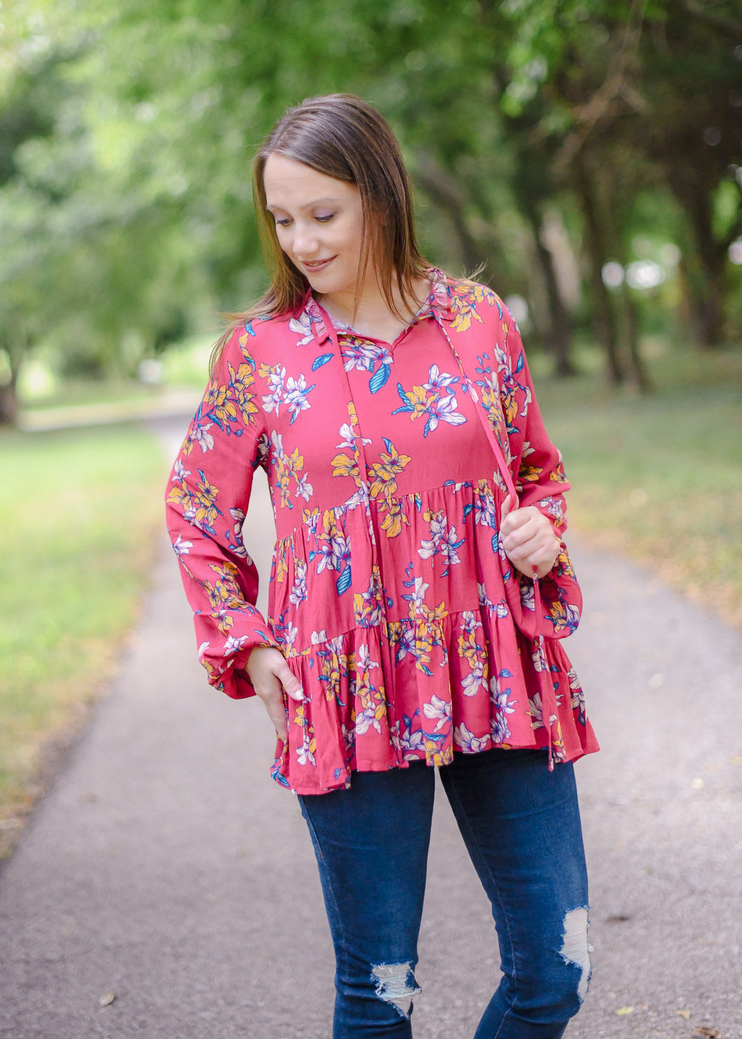 Simple Floral Babydoll Top