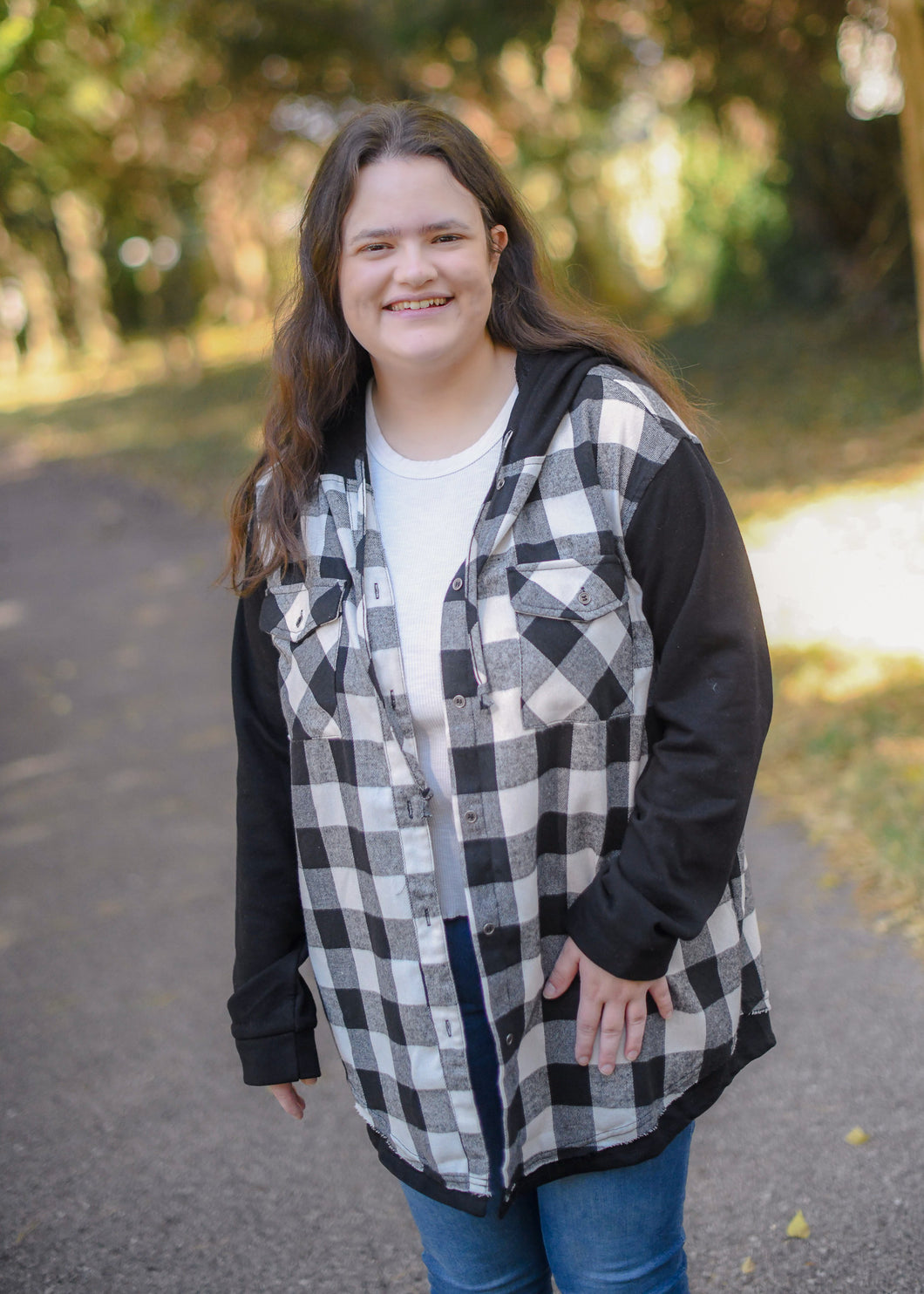 Black & White Hooded Button Down