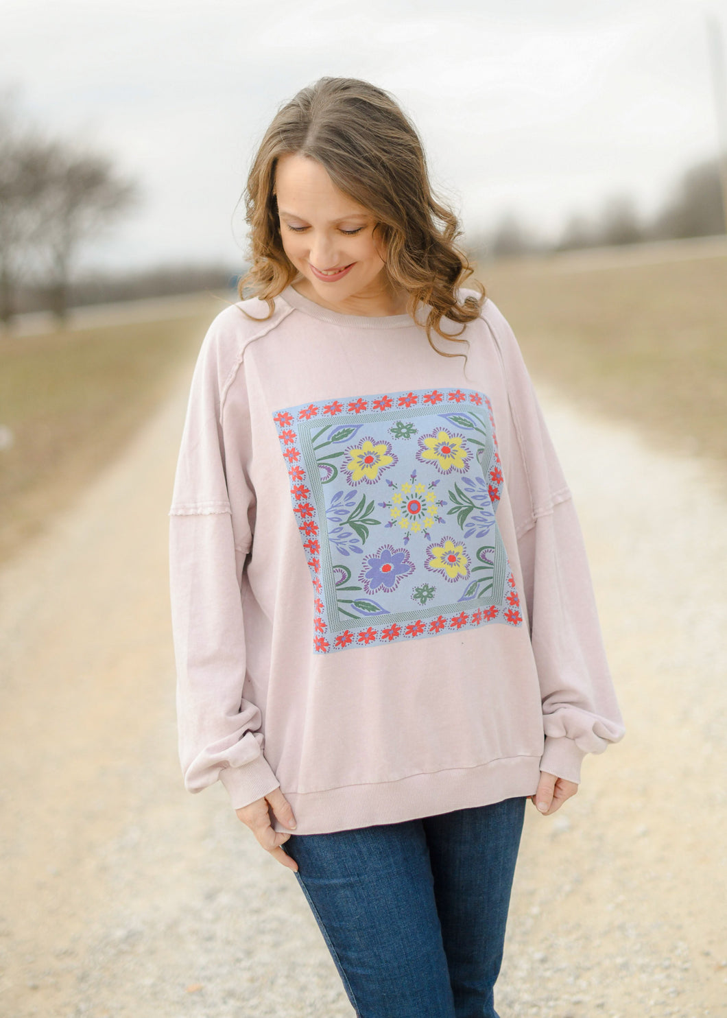 Floral Boho Pullover