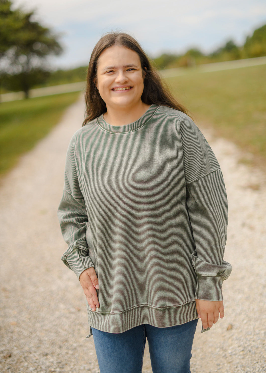 Acid Washed Ribbed Pullover