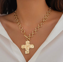Load image into Gallery viewer, Hammered Cross  Necklace

