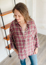 Load image into Gallery viewer, Burgundy Plaid Button Down
