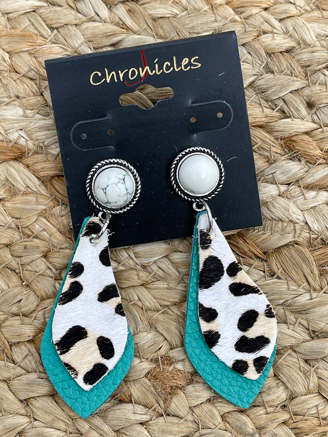 Natural White Turquoise Post Earring